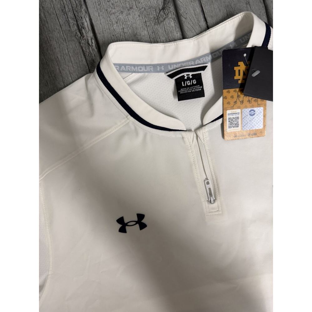 NWT Men’s Under Armour Notre Dame Fighting Irish Motivate Quarter-Zip Jacket LRG - Picture 3 of 8
